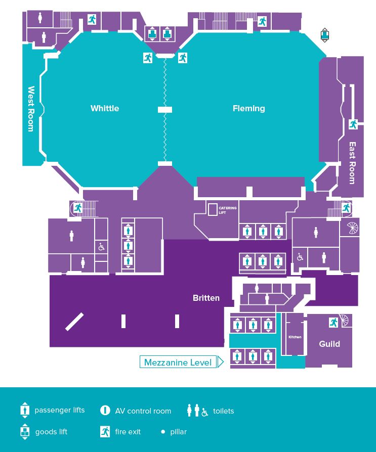 floorplan of the 3rd floor, showing the Britten, Fleming and Whittle rooms